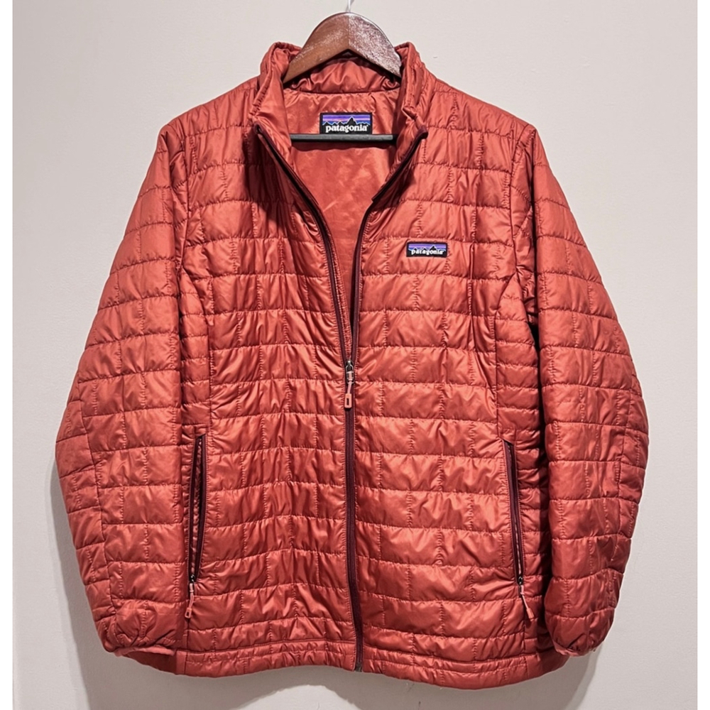 Patagonia Womans Jacket Quilted Puffer Orange Brown Red Nano Puff Jacket
